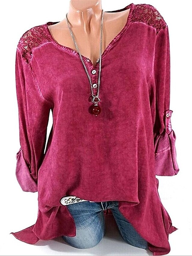  Women's Daily Going out Basic T-shirt - Solid Colored Sweetheart Neckline Wine