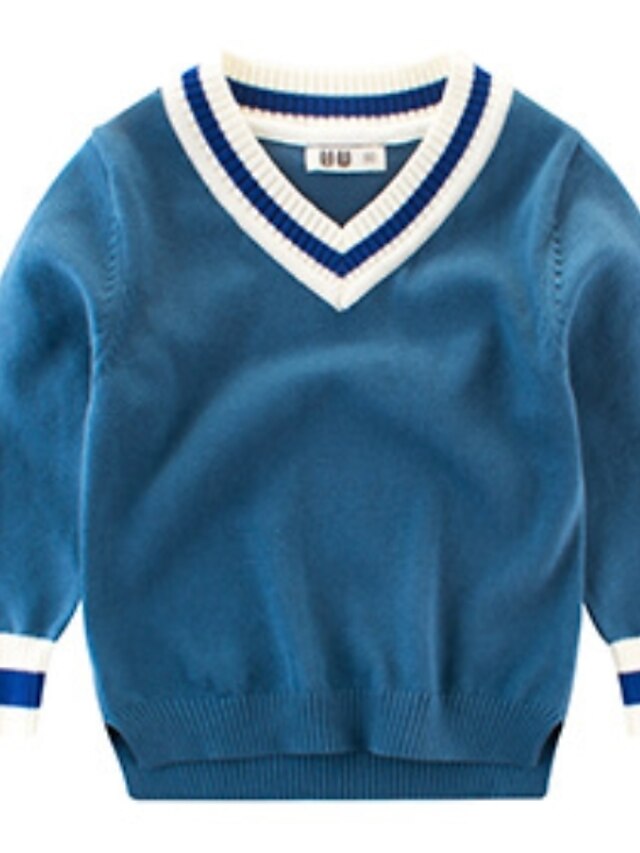  Toddler Boys' Sweater & Cardigan Long Sleeve Print Children Tops Basic Blue Yellow