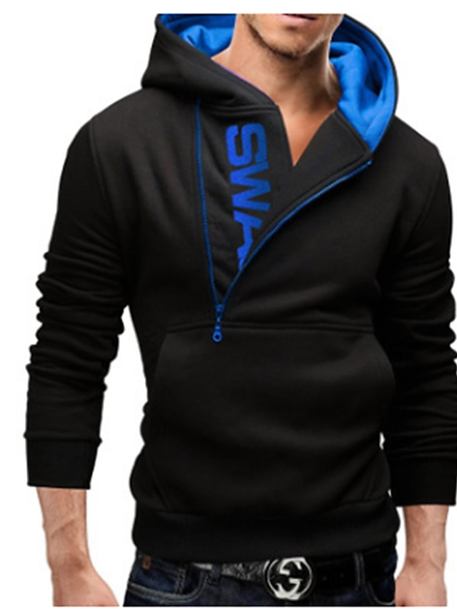  Men's Hoodie Black Yellow Red Navy Blue Royal Blue Hooded Cotton Active Cool Winter Clothing Apparel Hoodies Sweatshirts  Long Sleeve