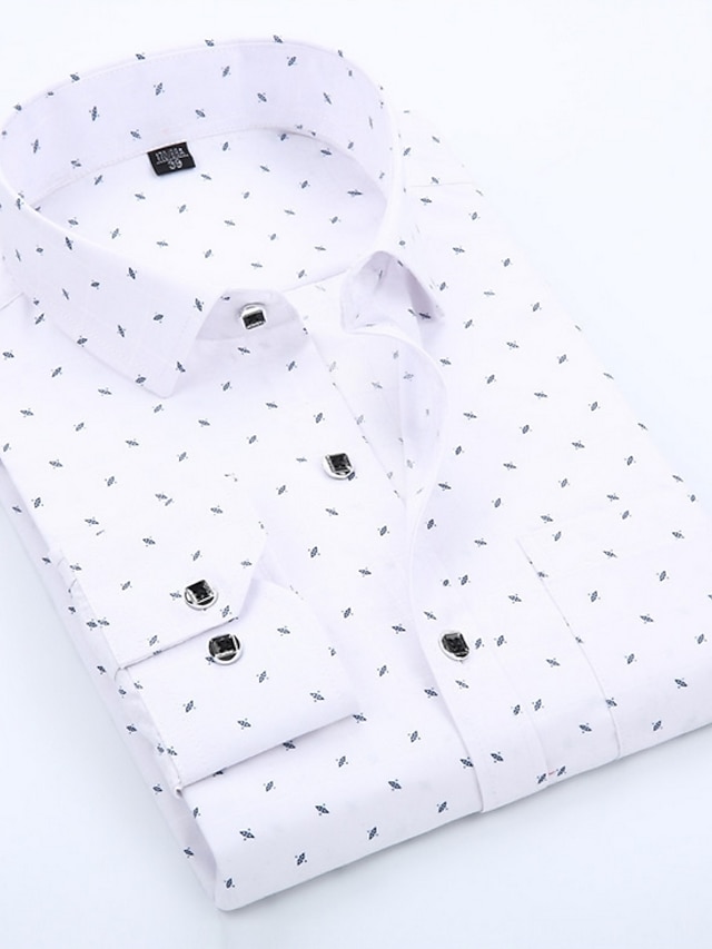  Men's Shirt Polka Dot Geometric Print Long Sleeve Daily Slim Tops Business Basic Spread Collar Blue Blushing Pink White / Fall / Spring / Work