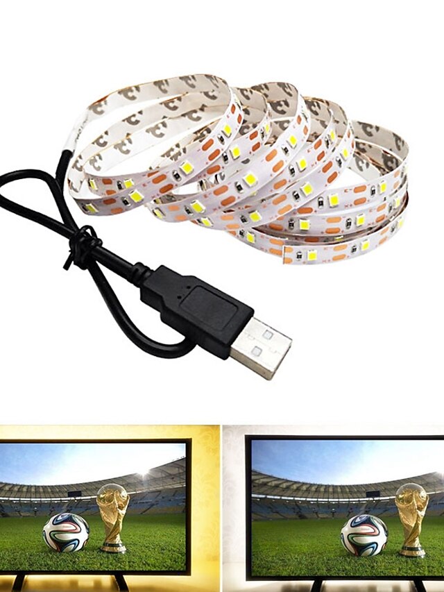  2m Fleksible LED-lysstriper 120 LED SMD2835 1pc Varm hvit Kjølig hvit USB Fest Dekorativ USB-ladet