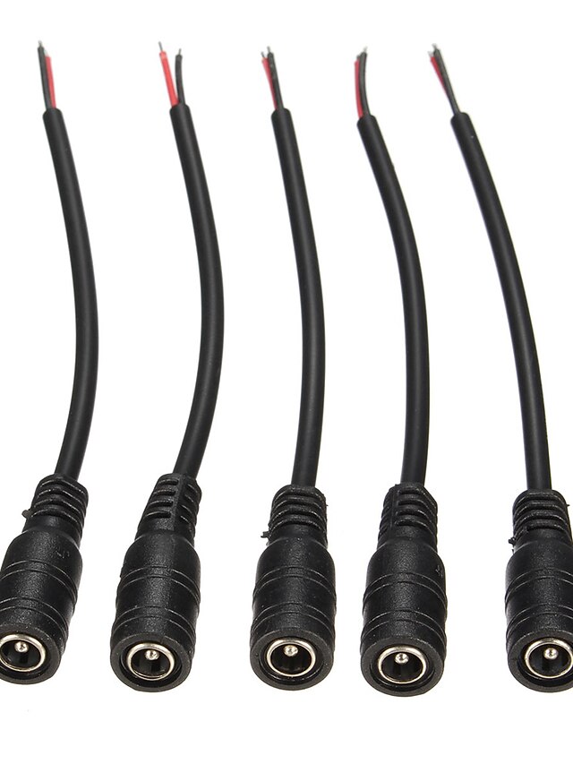  5PCS 5.5*2.1mm Female DC Power Jack Connector Wire Cable 15cm for Single Color LED Strip Light