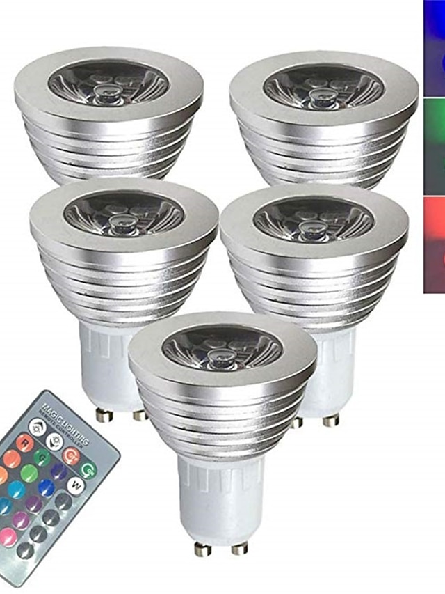  5 pezzi 3 W Faretti LED Lampadine LED smart 250 lm E14 GU10 GU5.3 1 Perline LED SMD 5050 Inteligente Oscurabile Controllo a distanza RGBW 85-265 V