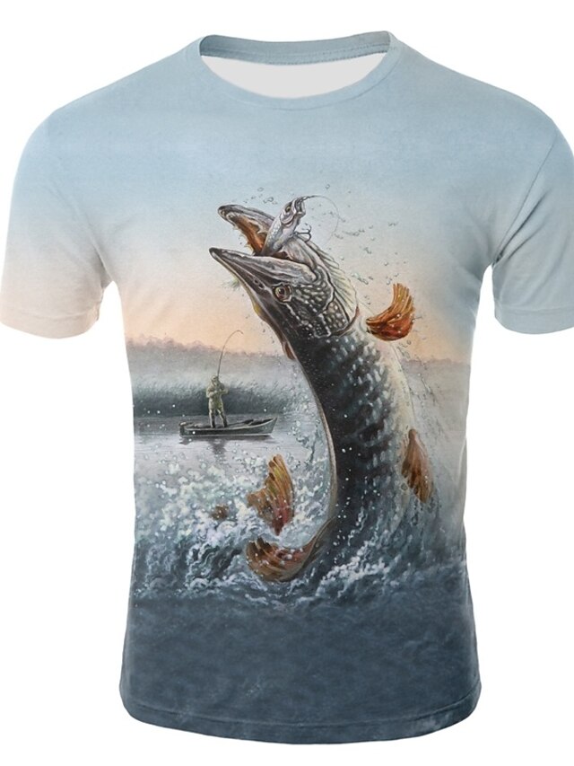  Herren T-Shirt Hemd Grafik 3D Tier Rundhalsausschnitt Bedruckt Oberteile Regenbogen