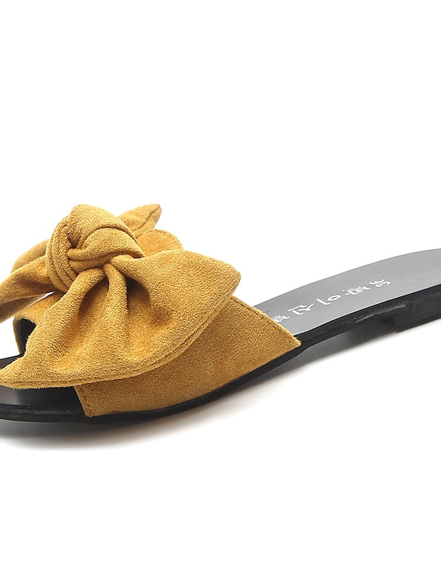  Women's Slippers & Flip-Flops Flat Heel Bowknot PU Casual Spring Yellow / Black / Beige