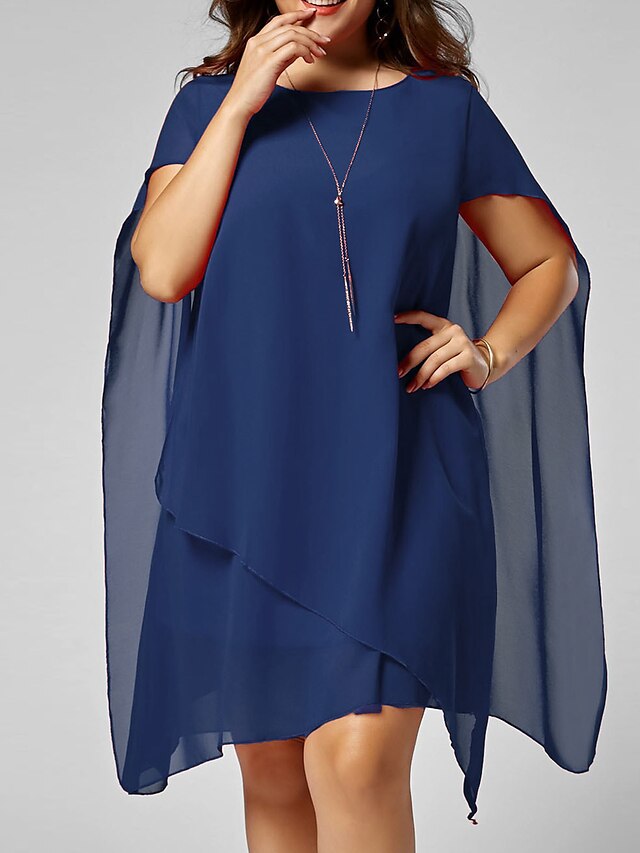  Women's Sheath Dress Short Mini Dress - Sleeveless Solid Colored Spring & Summer Plus Size Basic Chiffon 2020 Black Red Navy Blue Gray S M L XL XXL 3XL 4XL 5XL
