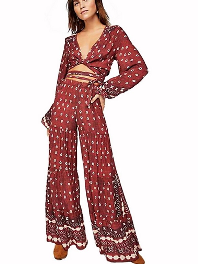  Women's Street chic Red Jumpsuit, Floral Print L XL XXL