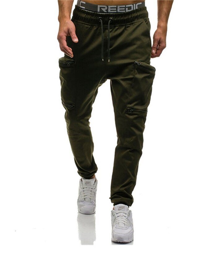  men's port sweat pants blend drawstring classic joggers pants zipper pockets cargo pants