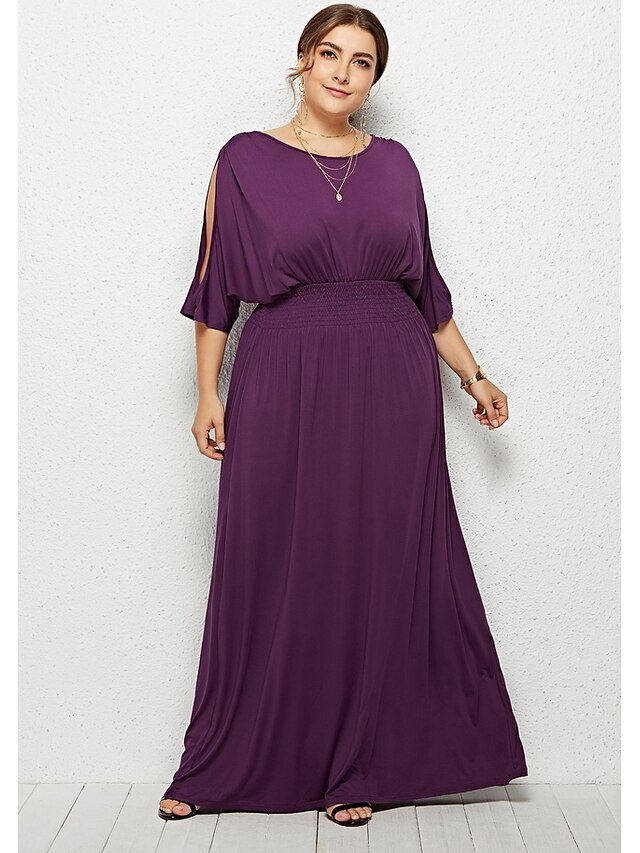  Women's Basic Sheath Dress - Solid Colored Purple Khaki Royal Blue XL XXL XXXL