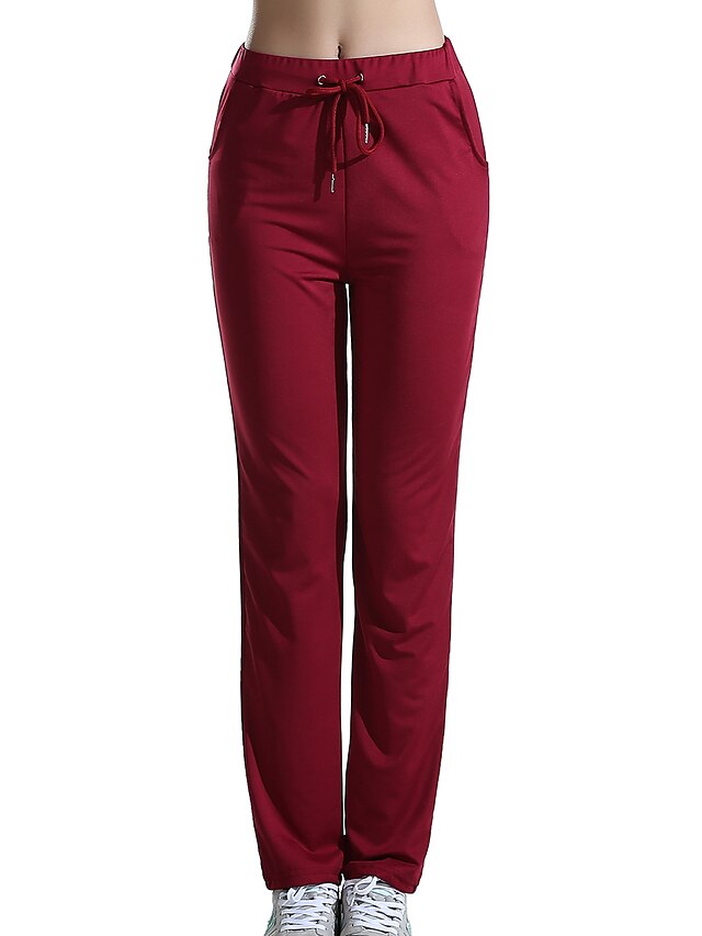  Women's Basic Slim Sweatpants Pants - Solid Colored Wine Black Purple S / M / L