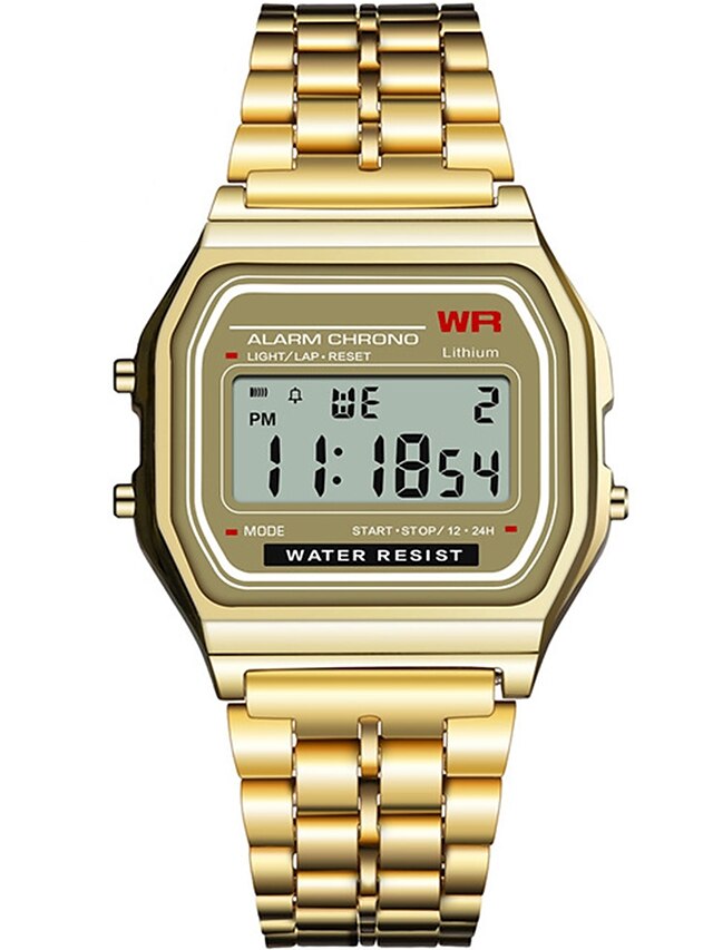  Damen Digitaluhr Quadratische Uhr digital digital Glanz Chronograph Nachts leuchtend Armbanduhren für den Alltag / Ein Jahr / Edelstahl / Silikon