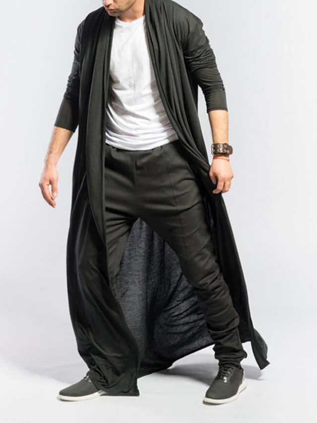  Men's Trench Coat Daily Long Coat Regular Fit Basic Jacket Short Sleeve Solid Colored Gray Black