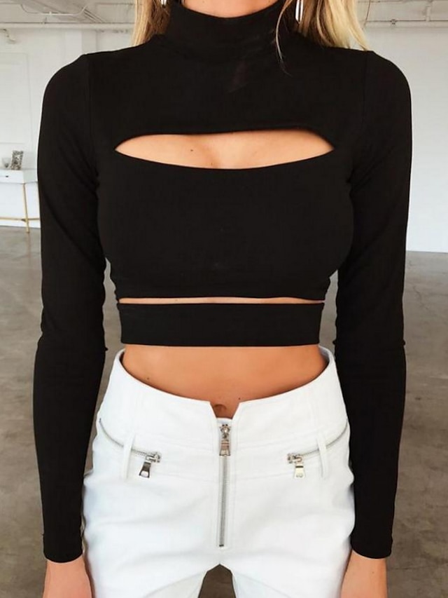  Women's Slim T-shirt - Solid Colored Black