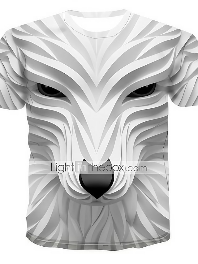  Herre T-Shirts T-shirt Skjorte Grafisk 3D Dyr Rund hals Fest Afslappet 3D-udskrivning Trykt mønster Toppe Designer Afslappet Mode Hvid