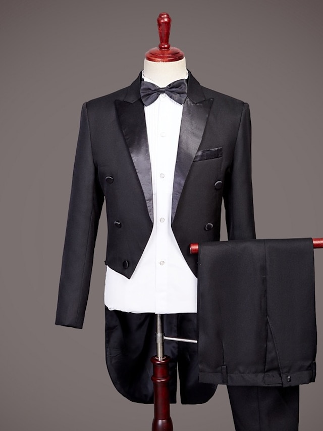  Tuxedos Standard Fit Peak No Buttons Nylon Solid Colored