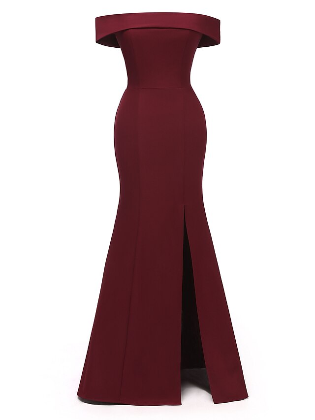  Women's Sheath Dress Maxi long Dress Black Wine Navy Blue Sleeveless Solid Color Split Summer Off Shoulder Hot Sexy 2021 S M L XL XXL