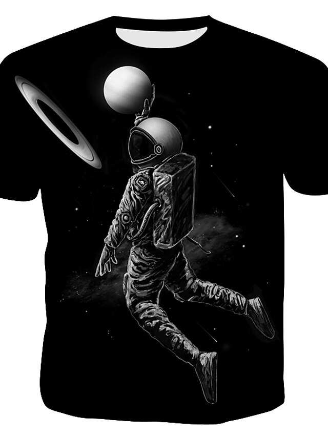  Men's T shirt Graphic Round Neck Sports Outdoor Vacation Short Sleeve Print Slim Tops Punk & Gothic Exaggerated Black