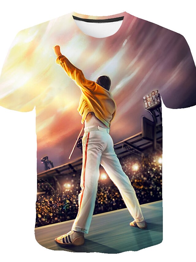  T-shirt Chemise Homme Graphique Portrait Grande Taille Col Rond Manches Courtes Imprimer Standard du quotidien basique Spandex Polyester / Eté