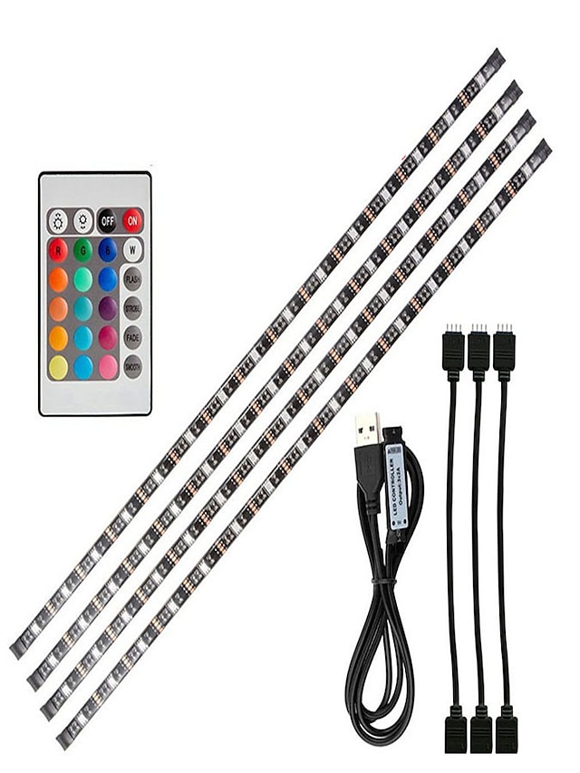  0.5m Fleksible LED-lysstriper RGB-lysstriper 15 LED SMD5050 1 24Kjør fjernkontrollen 1set RGB TV bakgrunn Tiktok LED stripelys USB-ladet
