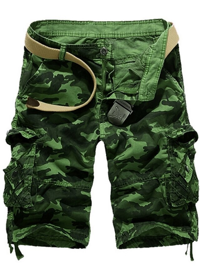  Men's Basic Tactical Cargo Bermuda shorts Pants Patterned Knee Length Blue Army Green Fuchsia Khaki Green