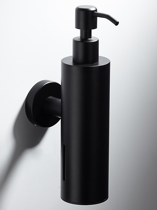  Soap Dispenser Stainless steel with Pump Head Modern Handwash Dispenser Mattle Black 1pc Wall Mounted