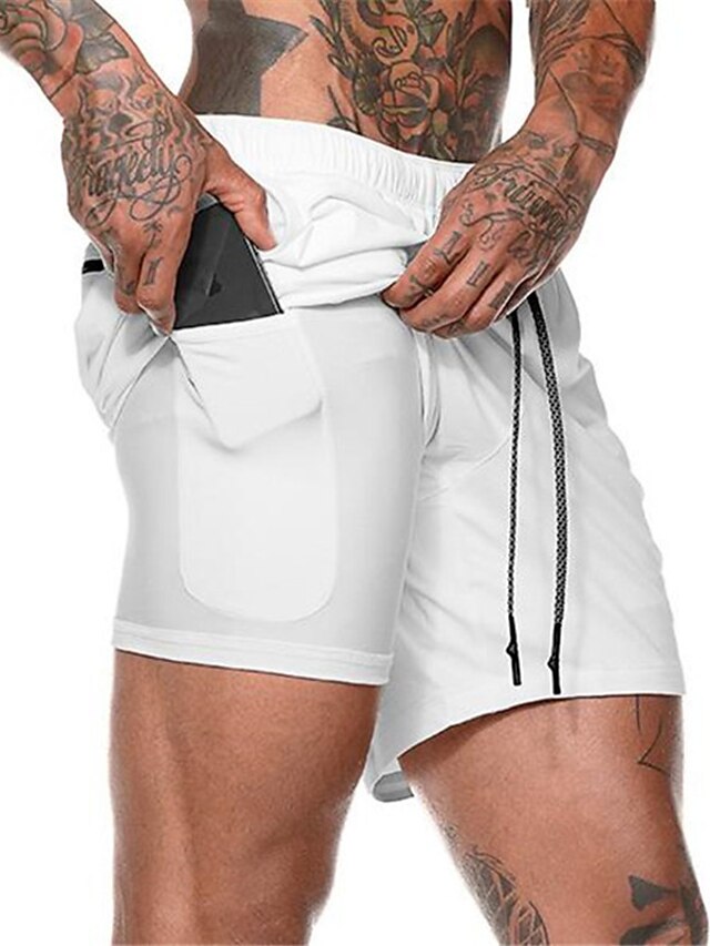 Men's Running Shorts Athletic Shorts Bottoms Winter Fitness Gym Workout Running Tummy Control Breathable Quick Dry Plus Size Sport White Black Army Green Khaki Gray / Stretchy
