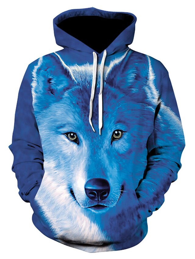 Hombre La chaqueta con capucha 3D Animal Con Capucha Básico Sudaderas con capucha Sudaderas Azul Real