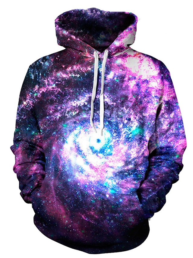  Men's Galaxy 3D Hoodie Jacket Basic Hoodies Sweatshirts  Purple