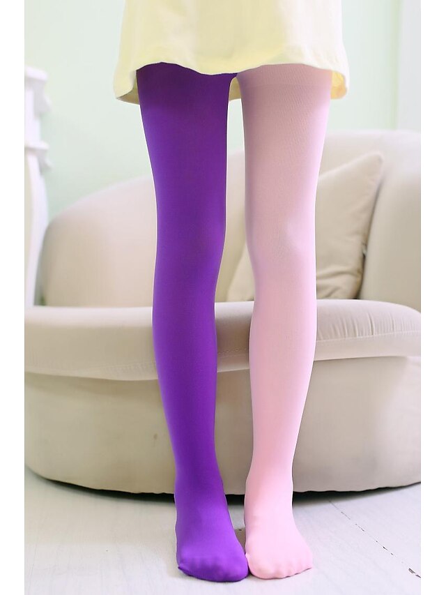  1 Pair Kids Girls' Sweet Solid Colored Stylish Polyester Socks & Stockings Blue / Purple / Yellow One-Size