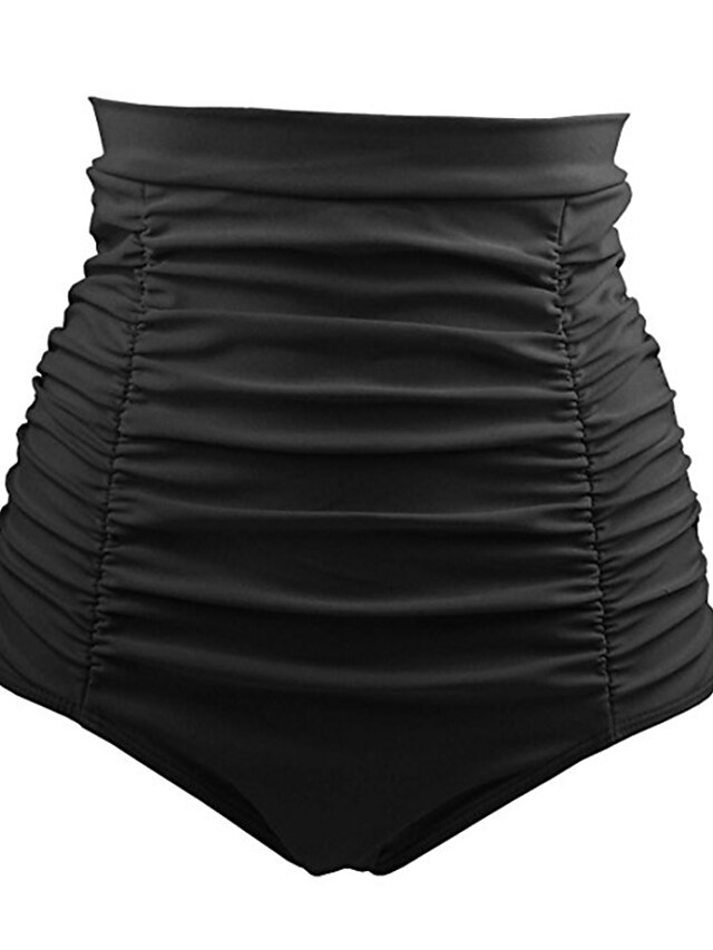  Women's Swimwear Bottoms EU / US Size Swimsuit Solid Colored Black White Red Bathing Suits Basic