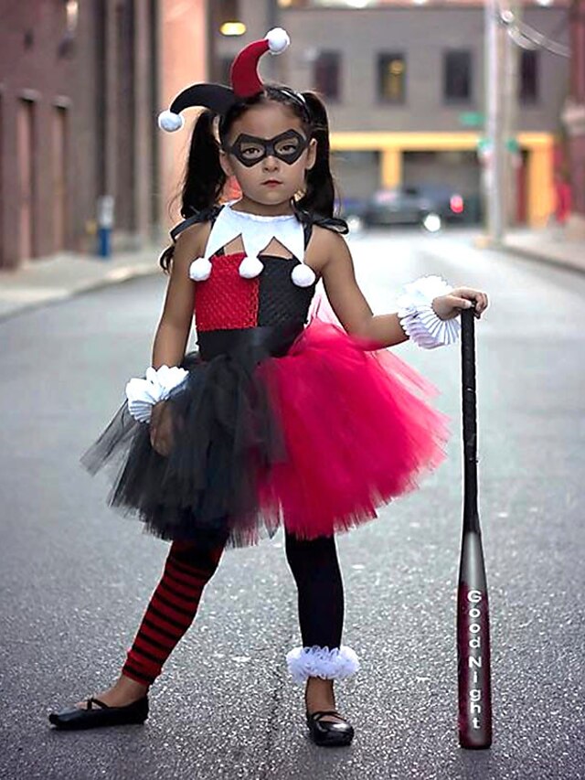  Kids Toddler Little Girls' Dress Black & Red Patchwork Backless Mesh Patchwork Black Knee-length Sleeveless Active Cute Dresses