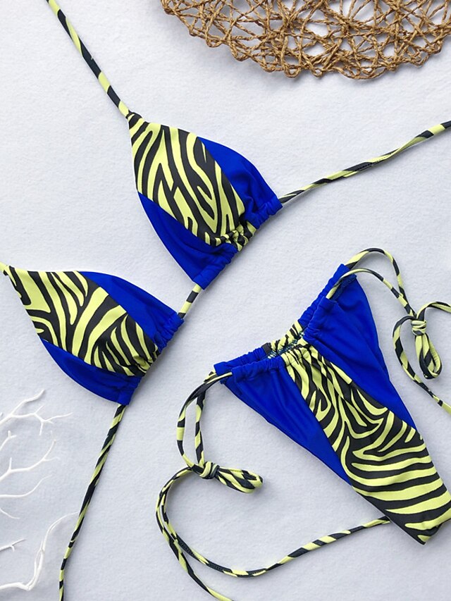  Mujer Bañadores Bikini Tankini Traje de baño Alta cintura Acordonado Bloque de color Leopardo Azul Piscina Morado Rosa Fucsia Plata Bañadores Cabestro Trajes de baño
