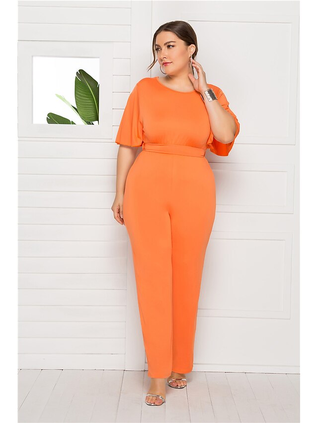  Femme Vin Rose Claire Orange Combinaison-pantalon Combinaison, Couleur Pleine L XL XXL