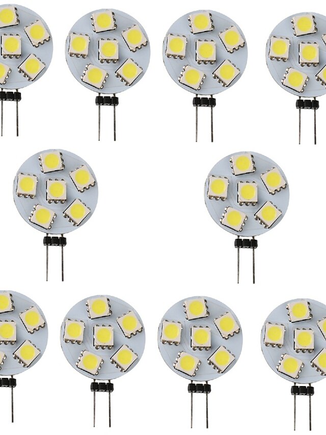  10pçs 1 W Luminárias de LED  Duplo-Pin 120 lm G4 6 Contas LED SMD 5050 Branco Amarelo Quente 12 V