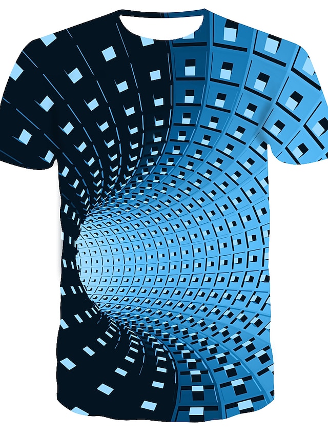  Herren T-Shirt Hemd Grafik 3D-Druck Rundhalsausschnitt Alltag Täglich Kurzarm Oberteile Strassenmode Punk & Gothic Blau Schwarz Purpur / Sommer