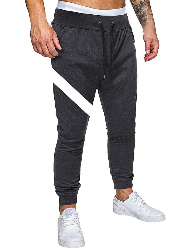  Men's Sporty Basic Chinos Sweatpants Pants - Print Sporty Black Light gray Dark Gray US32 / UK32 / EU40 / US34 / UK34 / EU42 / US36 / UK36 / EU44 / Drawstring / Elasticity