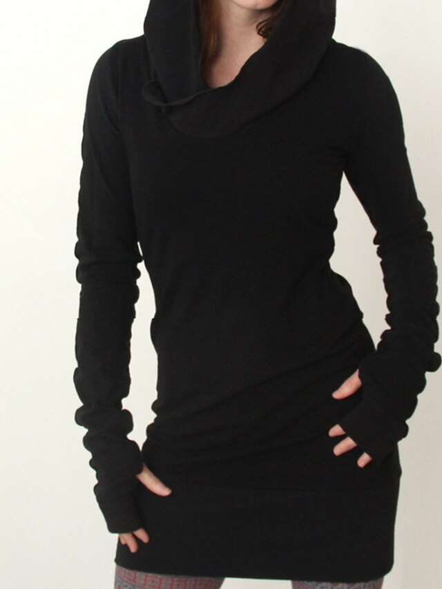  Women's Basic Slim Hoodie - Solid Colored Black S