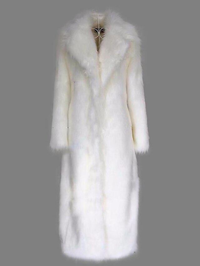  Per donna Cappotto di pelliccia sintetica Autunno inverno Quotidiano Per uscire Maxi Cappotto Standard Giacca Manica lunga Tinta unita Fucsia Bianco Nero