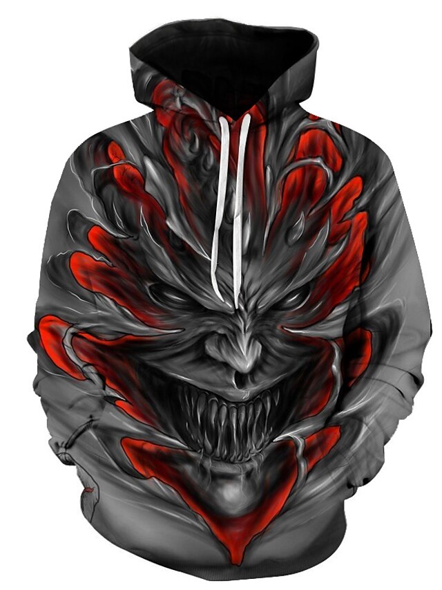  Halloween The Clown'S Face Mens Graphic Hoodie Green Blue Purple Khaki Red Hooded Color Block Skull 3D Daily Weekend Print Plus Size Streetwear Casual Clothing Apparel Unanswerable Cotton