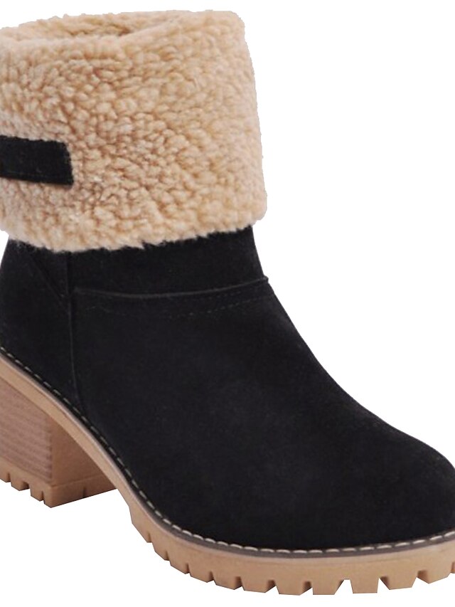  Boots Women's Chunky Heel Block Heel Boots Snow Boots Booties Ankle Boots Round Toe Daily Preppy Suede Solid Colored Camel Black Orange / Mid-Calf Boots