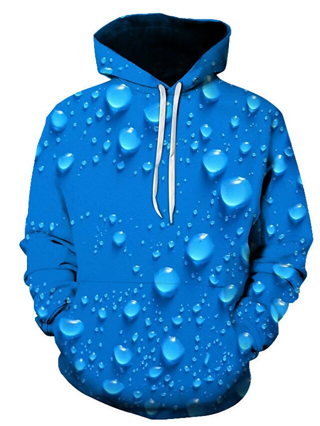 Men's Hoodie Blue Hooded Dot 3D Daily Going out 3D Print Basic Casual Clothing Apparel Hoodies Sweatshirts 