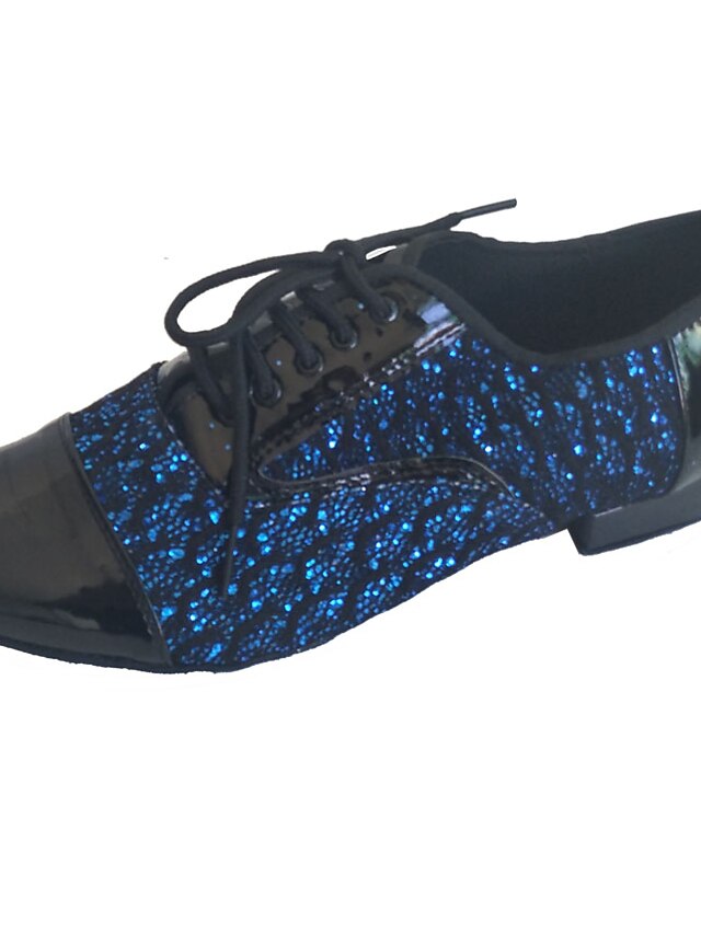  Men's Dance Shoes Modern Shoes Ballroom Shoes Heel Thick Heel Black / Blue