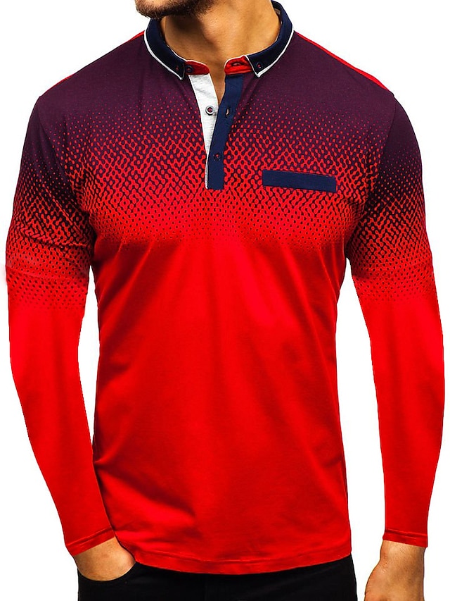  Men's Golf Shirt Tennis Shirt Polka Dot Graphic Other Prints Collar Button Down Collar Daily Weekend Long Sleeve Tops Streetwear White Black Gray