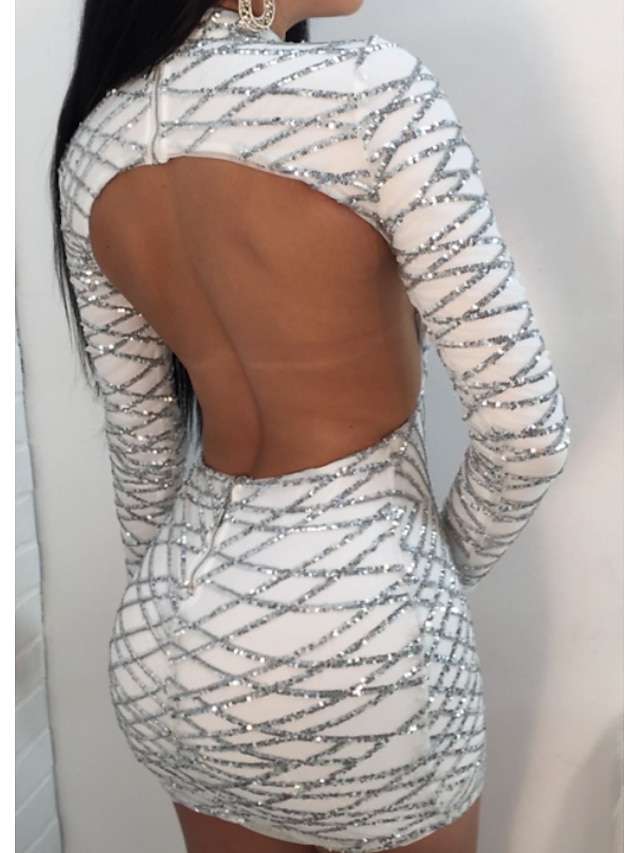  Women's Bodycon Dress - Solid Colored Backless White S M L XL