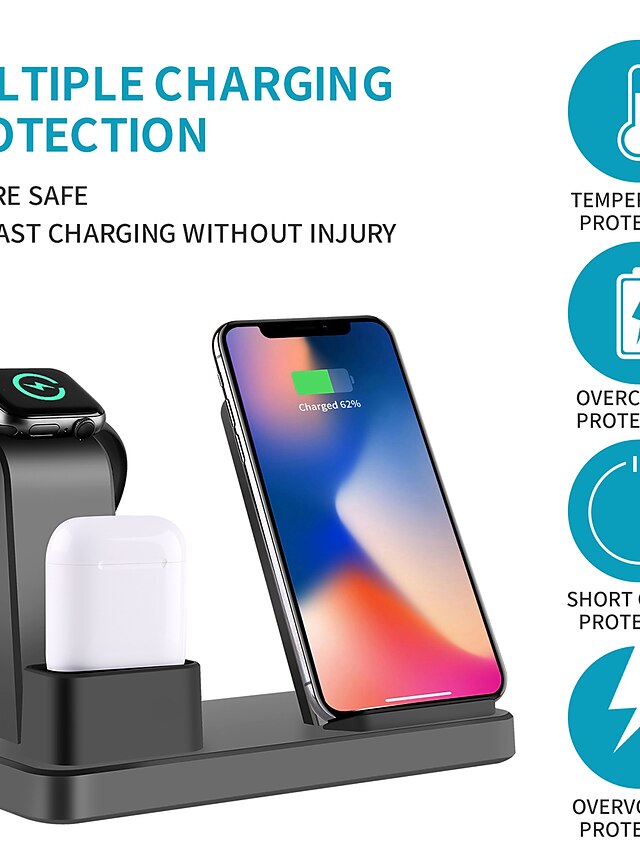  Wireless Charger Multi-function 3 in 1 iPhone iWatch Air Pods Pro Wireless Dock Fast Charger Station for Apple iPhone 12 Pro 11 XS Max XR/ iWatch 6 5 4 3/Samsung S21Ultra S20Plus Xiaomi Huawei Oneplus