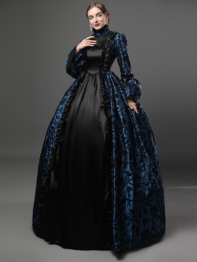  Maria Antonietta Victorian Medieval 18th Century Cocktail Dress Vintage Dress Dress Party Costume Masquerade Ball Gown Women's Lace Costume Vintage Cosplay Long Sleeve Party Prom Ball Gown Long Length