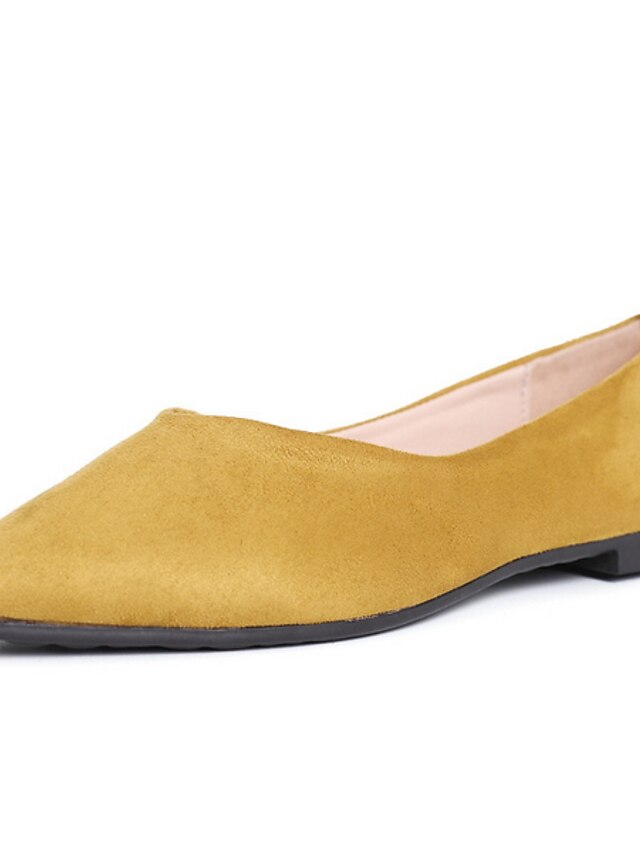  Women's Flats Outdoor Low Heel Pointed Toe Cowhide PU Loafer Almond Black Yellow