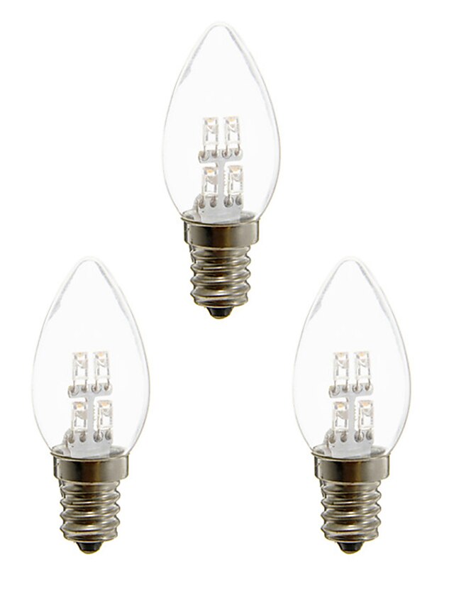 3stk 1 W LED-stearinlyspærer 20 lm E12 4 LED Perler DIP LED Dekorativ Varm hvid Hvid 100-240 V
