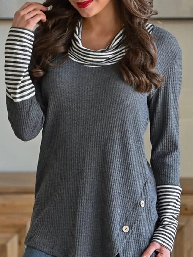  Women's Striped Blouse Daily Wine / Blue / Brown / Gray