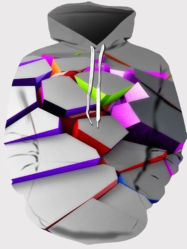  Men's Plus Size Hoodie 3D Daily Basic Hoodies Sweatshirts  Rainbow